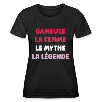 La femme le mythe la légende gameuse - T-shirt sport Femme - noir - Devant - AI Model Female 172 light (172cm)