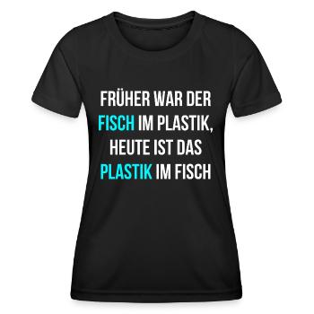 Fische Umweltschutz - Frauen Funktions-T-Shirt - Schwarz - Vorne - AI Model Female 172 light (172cm)