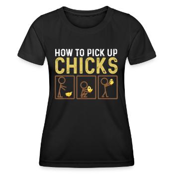Comment ramasser des poussins Mignon Pick Chicks - T-shirt sport Femme - noir - Devant - AI Model Female 172 light (172cm)