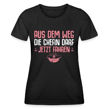 Segelschein bestanden Kapitänin Seglerin Geschenk - Frauen Funktions-T-Shirt - Schwarz - Vorne - AI Model Female 172 light (172cm)