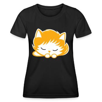 Baby Schlafende Katze - Frauen Funktions-T-Shirt - Schwarz - Vorne - AI Model Female 172 light (172cm)