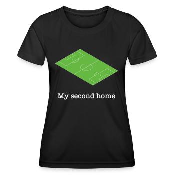 Fußball Platz grün lustiger Spruch - Frauen Funktions-T-Shirt - Schwarz - Vorne - AI Model Female 172 light (172cm)