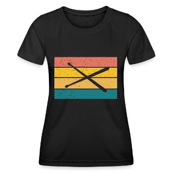 Retro Drumsticks Drummer - Women's Functional T-Shirt - black - Front - AI Model Female 172 light (172cm)