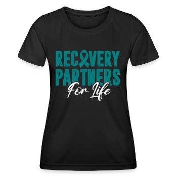Partenaires de rétablissement pour la vie Addiction - T-shirt sport Femme - noir - Devant - AI Model Female 172 light (172cm)