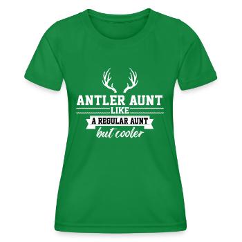 Antler Aunt Like A Regular Aunt But Cooler Shed - Women's Functional T-Shirt - kelly green - Front - AI Model Female 172 dark (172cm)