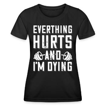 Bodybuilder disant que tout me fait mal barbell - T-shirt sport Femme - noir - Devant - AI Model Female 172 light (172cm)
