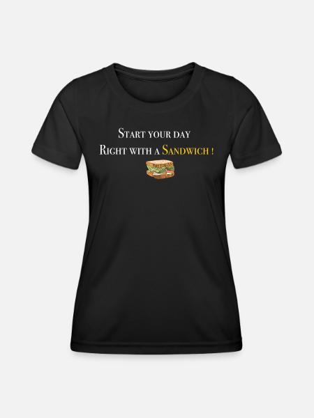 Start with Sandwich 2 - Frauen Funktions-T-Shirt - Schwarz