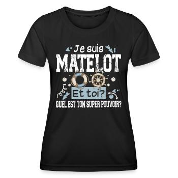 Matelot Super Pouvoir Militaire Marine Nationale - T-shirt sport Femme - noir - Devant - AI Model Female 172 light (172cm)