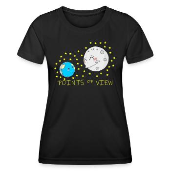 Conception mignonne de points de vue positifs de la lune et de la terre - T-shirt sport Femme - noir - Devant - AI Model Female 172 light (172cm)