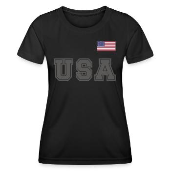 TEAM United States American Flag Banner Over Font - Women's Functional T-Shirt - black - Front - AI Model Female 172 light (172cm)