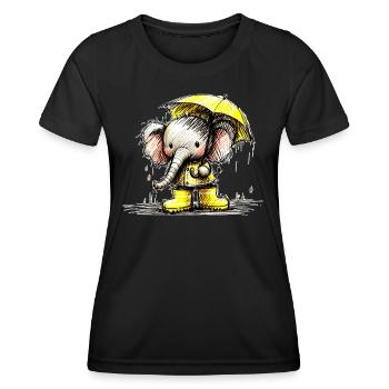 Elephant in the rain - Women's Functional T-Shirt - black - Front - AI Model Female 172 light (172cm)