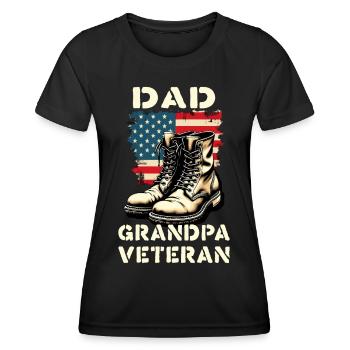 Stolzer Papa Opa Veteran Stiefel Patriotisch USA - Frauen Funktions-T-Shirt - Schwarz - Vorne - AI Model Female 172 light (172cm)