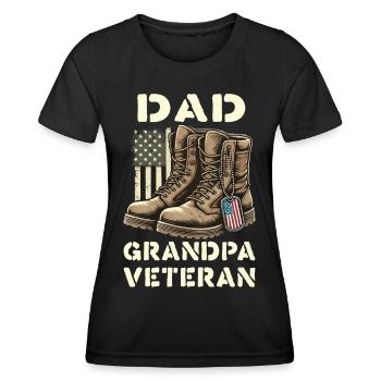 Stolzer Papa Opa Veteran Stiefel Patriotisch USA - Frauen Funktions-T-Shirt - Schwarz - Vorne - AI Model Female 172 light (172cm)