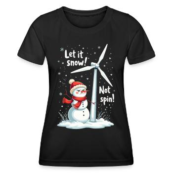 Stopp Windräder - Lasst es schneien, nicht drehen - Frauen Funktions-T-Shirt - Schwarz - Vorne - AI Model Female 172 light (172cm)