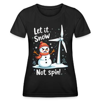 Stopp Windräder - Lasst es schneien, nicht drehen - Frauen Funktions-T-Shirt - Schwarz - Vorne - AI Model Female 172 light (172cm)