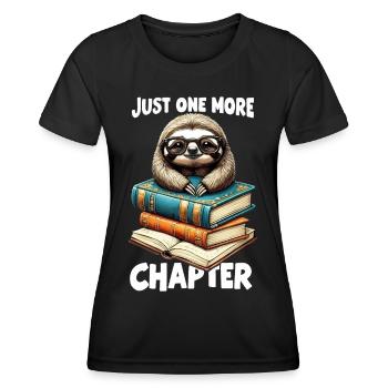 Nur noch ein Kapitel - Bücherwurm Faultier liest - Frauen Funktions-T-Shirt - Schwarz - Vorne - AI Model Female 172 light (172cm)