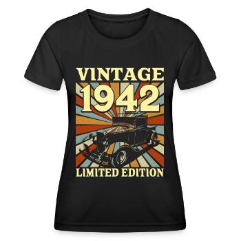 Vintage 80 Jahre 1942 80 Jahre - Frauen Funktions-T-Shirt - Schwarz - Vorne - AI Model Female 172 light (172cm)