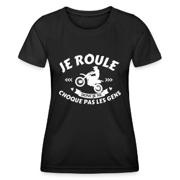 Je roule moto, motards Quad, Stunt, Moto, Vélo - T-shirt sport Femme - noir - Devant - AI Model Female 172 light (172cm)