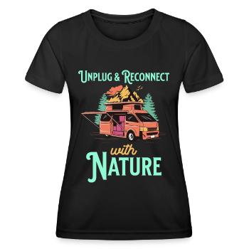 Verbinden Sie sich wieder mit der Natur Humor Camping und Van - Frauen Funktions-T-Shirt - Schwarz - Vorne - AI Model Female 172 light (172cm)