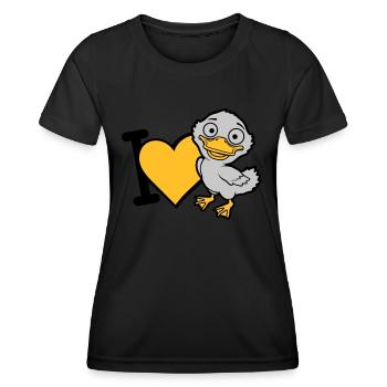 I Love Entenküken Comic - Frauen Funktions-T-Shirt - Schwarz - Vorne - AI Model Female 172 light (172cm)