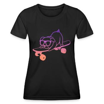 Skateboarding Hund Skateboard Tricks Skater - Frauen Funktions-T-Shirt - Schwarz - Vorne - AI Model Female 172 light (172cm)