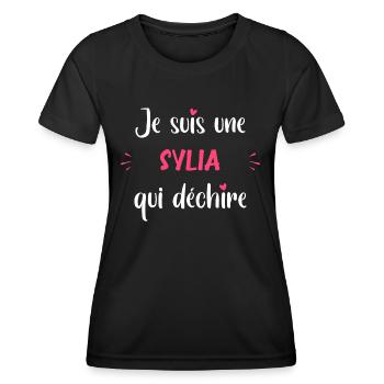 Je suis une SYLIA qui déchire - T-shirt sport Femme - noir - Devant - AI Model Female 172 light (172cm)