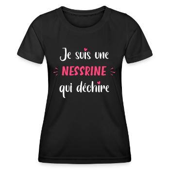 Je suis une NESSRINE qui déchire - T-shirt sport Femme - noir - Devant - AI Model Female 172 light (172cm)