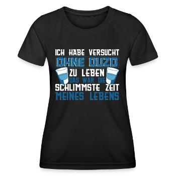 Ouzo Schnaps Ich habe versucht ohne Ouzo zu leben - Frauen Funktions-T-Shirt - Schwarz - Vorne - AI Model Female 172 light (172cm)