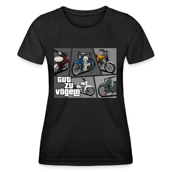 S51, Habicht, Sperber, KR51/1 // Gut zu Vögeln - Frauen Funktions-T-Shirt - Schwarz - Vorne - AI Model Female 172 light (172cm)