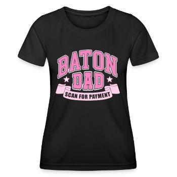 baton dad scan for payment Design for a twirling - Frauen Funktions-T-Shirt - Schwarz - Vorne - AI Model Female 172 light (172cm)