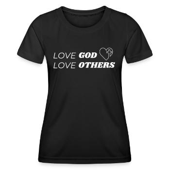 Aimer Dieu aimer les autres Jésus-Christ - T-shirt sport Femme - noir - Devant - AI Model Female 172 light (172cm)