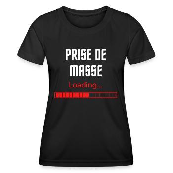Prise de masse loading - T-shirt sport Femme - noir - Devant - AI Model Female 172 light (172cm)