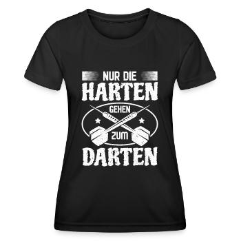 Nur die Harten gehen zum Darten | Dart Geschenk - Frauen Funktions-T-Shirt - Schwarz - Vorne - AI Model Female 172 light (172cm)