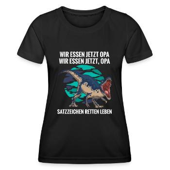 Wir essen jetzt Opa Satzzeichen Leben retten - Frauen Funktions-T-Shirt - Schwarz - Vorne - AI Model Female 172 light (172cm)