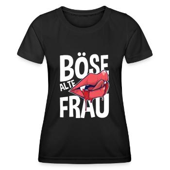 Böse Alte Frau Oma Hexe Ältere Dame Sarkasmus - Frauen Funktions-T-Shirt - Schwarz - Vorne - AI Model Female 172 light (172cm)