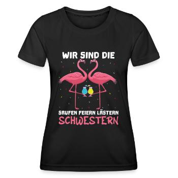 Wir Sind Die Saufen Feiern Lästern Schwestern - Frauen Funktions-T-Shirt - Schwarz - Vorne - AI Model Female 172 light (172cm)