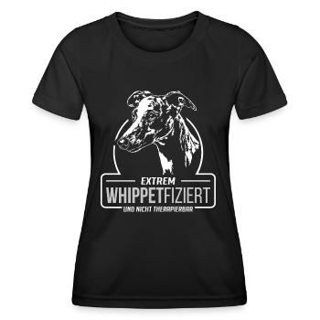 WHIPPETFIZIERT Whippet Hunde Spruch Wilsigns - Frauen Funktions-T-Shirt - Schwarz - Vorne - AI Model Female 172 light (172cm)