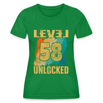 Geburtstag Geschenk Level Unlocked 58 Jahre - Frauen Funktions-T-Shirt - Kelly Green - Vorne - AI Model Female 172 dark (172cm)