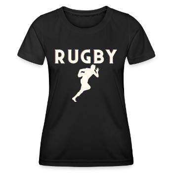 Rugby - Frauen Funktions-T-Shirt - Schwarz - Vorne - AI Model Female 172 light (172cm)
