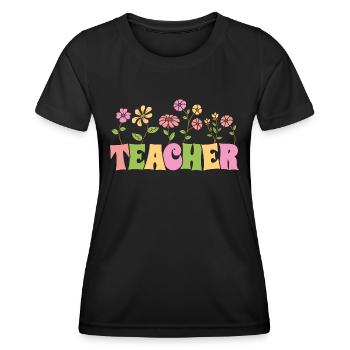 Fleurs colorées Cadeau d’enseignant pour la journée de l’enseignant - T-shirt sport Femme - noir - Devant - AI Model Female 172 light (172cm)