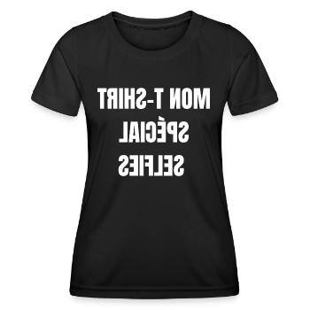 Mon t shirt spécial selfies - T-shirt sport Femme - noir - Devant - AI Model Female 172 light (172cm)