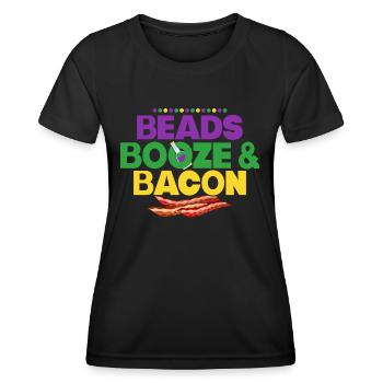 Perles Booze & Bacon Carnaval Mardi Gras - T-shirt sport Femme - noir - Devant - AI Model Female 172 light (172cm)