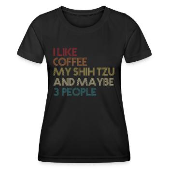 Shih Tzu Dog Owner Coffee Lovers Funny Vintage - Women's Functional T-Shirt - black - Front - AI Model Female 172 light (172cm)