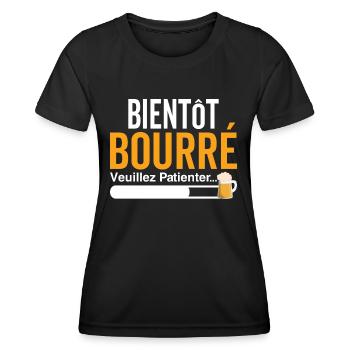 Bald betrunken bitte warten lustiger Aperitif - Frauen Funktions-T-Shirt - Schwarz - Vorne - AI Model Female 172 light (172cm)