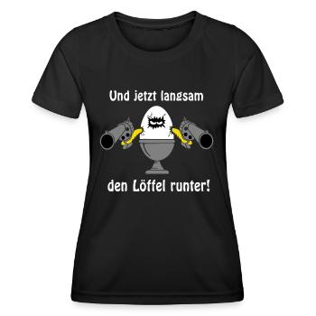 Löffel runter - Frauen Funktions-T-Shirt - Schwarz - Vorne - AI Model Female 172 light (172cm)