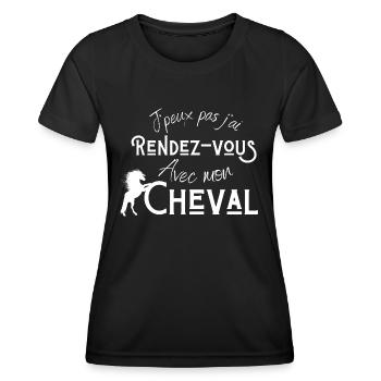 Je peux pas j'ai rendez vous avec mon cheval - T-shirt sport Femme - noir - Devant - AI Model Female 172 light (172cm)