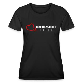 Infirmière +++++ passionnées vocation - T-shirt sport Femme - noir - Devant - AI Model Female 172 light (172cm)