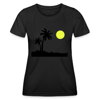 Palmen Insel - Frauen Funktions-T-Shirt - Schwarz - Vorne - AI Model Female 172 light (172cm)