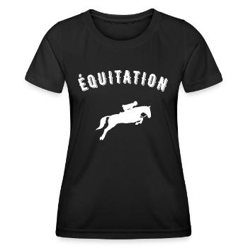 équitation - T-shirt sport Femme - noir - Devant - AI Model Female 172 light (172cm)