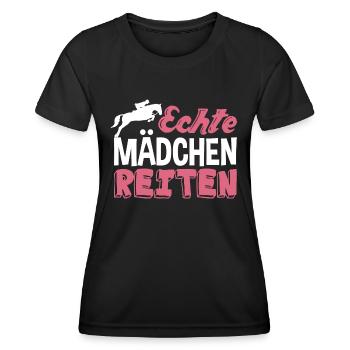 Echte Mädchen reiten - Frauen Funktions-T-Shirt - Schwarz - Vorne - AI Model Female 172 light (172cm)